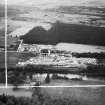 A and G Paterson Ltd. Silverbank Saw Mills, Banchory.  Oblique aerial photograph taken facing north.  This image has been produced from a crop marked negative.