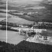 A and G Paterson Ltd. Silverbank Saw Mills, Banchory.  Oblique aerial photograph taken facing south-east.  This image has been produced from a crop marked negative.