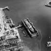 Dry Dock, Pocra Quay, Aberdeen Harbour.  Oblique aerial photograph taken facing south.