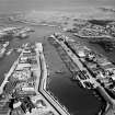Albert Basin, Aberdeen Harbour.  Fishing Fleet.  Oblique aerial photograph taken facing east.