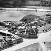 Huntly Arms Hotel, Charlestown Road and Cattle Market, Aboyne.  Oblique aerial photograph taken facing south-east.  This image has been produced from a crop marked negative.