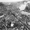 Aberdeen, general view, showing Kirk of St Nicholas, Union Street and Victoria Dock.  Oblique aerial photograph taken facing east.