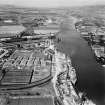 Gyproc Products Ltd. Works, Gyproc Wharf, Shieldhall and King George V Dock, Glasgow.  Oblique aerial photograph taken facing north-west.