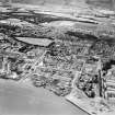 Alloa, general view, showing Alloa Harbour and West End Park.  Oblique aerial photograph taken facing north.