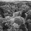 Airlie Castle.  Oblique aerial photograph taken facing east.  This image has been produced from a crop marked negative.