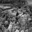 Airlie Castle.  Oblique aerial photograph taken facing north.  This image has been produced from a crop marked negative.