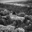 Airlie Castle.  Oblique aerial photograph taken facing south.  This image has been produced from a crop marked negative.