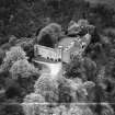 Airlie Castle.  Oblique aerial photograph taken facing west.  This image has been produced from a crop marked negative.