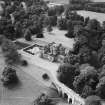 Oxenfoord Castle School, Pathhead.  Oblique aerial photograph taken facing south.  This image has been produced from a crop marked negative.
