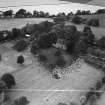 Pilmuir House and Dovecot, Haddington.  Oblique aerial photograph taken facing north-west.  This image has been produced from a damaged and crop marked negative.