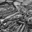 Barrhead, general view, showing West Arthurlie Bleach Works, Kelburn Street and Levern Crescent.  Oblique aerial photograph taken facing south.  This image has been produced from a crop marked negative.