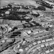 Barrhead, general view, showing West Arthurlie Bleach Works, Kelburn Street and Chappell House.  Oblique aerial photograph taken facing north.  This image has been produced from a crop marked negative.