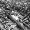 Scottish Wool Growers Ltd. Underwood Wool Stores, Brown Street, Paisley.  Oblique aerial photograph taken facing south-east.  This image has been produced from a crop marked negative.