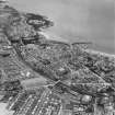 Kirkcaldy, general view, showing Kirkcaldy Harbour and Bennochy Cemetery.  Oblique aerial photograph taken facing east.