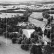 Saltoun Hall, Pencaitland.  Oblique aerial photograph taken facing south.  This image has been produced from a crop marked negative.