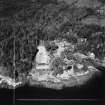 Eilean Shona House.  Oblique aerial photograph taken facing north-west.  This image has been produced from a crop marked negative.