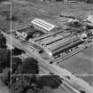 Millars Garage, Callendar Road, Falkirk.  Oblique aerial photograph taken facing north.  This image has been produced from a crop marked negative.