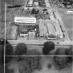 Lea Park Tea Room and Millars Garage, Callendar Road, Falkirk.  Oblique aerial photograph taken facing north.  This image has been produced from a crop marked negative.