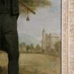 Interior, dining-hall, portrait of Lord Cockburn, detail of building in background