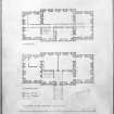 Photographic copy of drawing showing plans of principal floor and second floor.