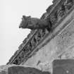 Detail of pig and bagpipes gargoyle.
