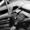 Detail of the bevel gear drive to the sack hoist