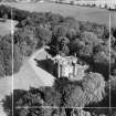 Dunninald Castle, Montrose.  Oblique aerial photograph taken facing north.  This image has been produced from a crop marked negative.