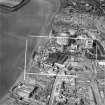 Alloa Glass Works, Glasshouse Loan and Alloa Gas Works, Alloa.  Oblique aerial photograph taken facing west.  This image has been produced from a crop marked negative.