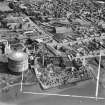 Alloa, general view, showing Alloa Glass Works, Glasshouse Loan and St Mungo's Parish Church, Bedford Place.  Oblique aerial photograph taken facing north-east.  This image has been produced from a crop marked negative.