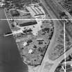 Former Seaplane Base, Stannergate Road, Dundee.  Oblique aerial photograph taken facing west.  This image has been produced from a crop marked negative.