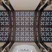 Interior view of chapel showing plan view of ceiling, George Heriot's School, Edinburgh.