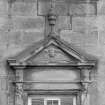 N facade. Detail showing pediment