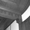 Interior, ground floor library, detail of capital, beam and cornice