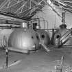 Interior-view of coppers (made from copper) in Brew House of Holyrood Brewery, Edinburgh. Since demolished.