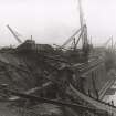 View of Elderslie Shipyard, Clydebank.
Titled: 'Elderslie No2 Dick Gate. Keel ready to be skidded to dock wall'
d: '21/5/32'
Stamped: 'Sir William Arrol & Co, Ltd'
