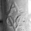 Close up of the A-VOC cipher of the Amsterdam chamber of the Verenigde Oostindische Compagnie (Dutch East India Company), although the ship 				belonged to the Middelburg chamber of the Company, the cipher of which was Z-VOC. This indicates that ordnance was exchanged between the various chambers.