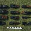Wrought-iron hammer-heads from the wreck-site. Scale in inches and centimetres.