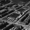 Woodside Works, Stronend Street, Glasgow.  Oblique aerial photograph taken facing south-west.  This image has been produced from a print. 