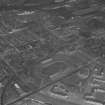 Glasgow, general view, showing Ibrox Stadium, Edmiston Drive and Prince's Dock.  Oblique aerial photograph taken facing north-east.  This image has been produced from a damaged print.