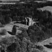 Aldbar Castle, Brechin.  Oblique aerial photograph taken facing north.  This image has been produced from a print.