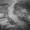 Barclay, Curle and Co. Ltd. Clydeholm Shipyard, South Street and Alexander Stephen and Sons Linthouse Shipyard, Glasgow.  Oblique aerial photograph taken facing north-west.  This image has been produced from a print.
