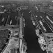 Prince's and Queen's Docks, Glasgow.  Oblique aerial photograph taken facing north-west.  This image has been produced from a print.