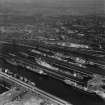 Queen's Dock, Glasgow.  Oblique aerial photograph taken facing north.  This image has been produced from a print.