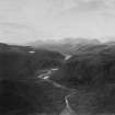 Creag a Ghlastail and Carn an Alltain Riabhaich, Strathconon Forest.  Oblique aerial photograph taken facing west.  This image has been produced from a print.