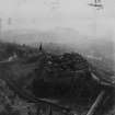 Edinburgh Castle.  Oblique aerial photograph taken facing east.  This image has been produced from a damaged print.
