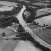 Leaderfoot Viaduct and Road Bridge, Leaderfoot.  Oblique aerial photograph taken facing south-east.  This image has been produced from a print.