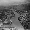 Yorkhill Quay and Queen's and Prince's Docks, Glasgow.  Oblique aerial photograph taken facing south-east.  This image has been produced from a print.