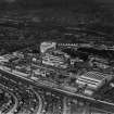 1938 Empire Exhibition, Bellahouston Park, Glasgow, under construction.  Oblique aerial photograph taken facing north.  This image has been produced from a print. 