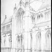 Drawing showing transept entrance.
