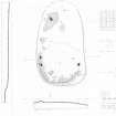 RCAHMS survey drawing: Plan, elevation and section of Druidstone recumbent stone circle